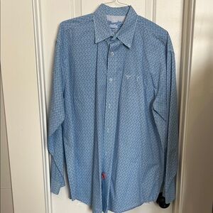 Wrangler Men's Blue Geometric Button-Down Shirt